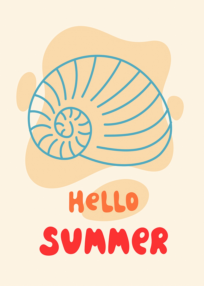 Hello Summer Seashell Minimalist Poster