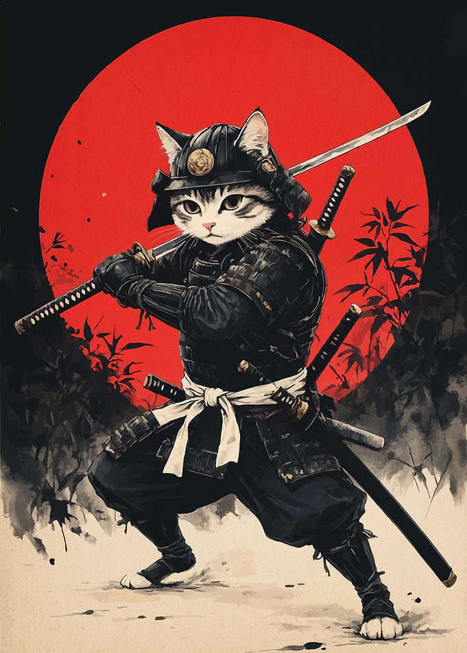 Samurai Cat Warrior with Katana
