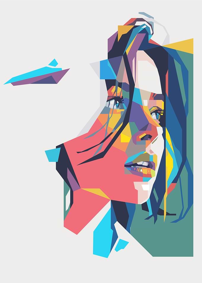 Colorful Geometric Portrait of a Woman