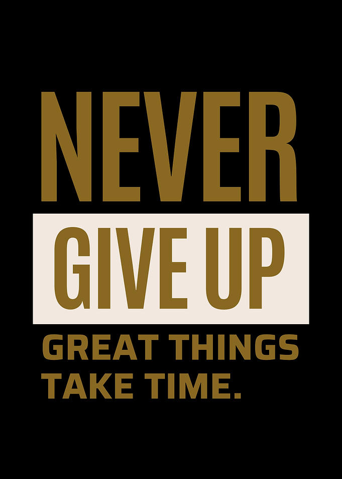 Never Give Up Inspirational Quote Poster