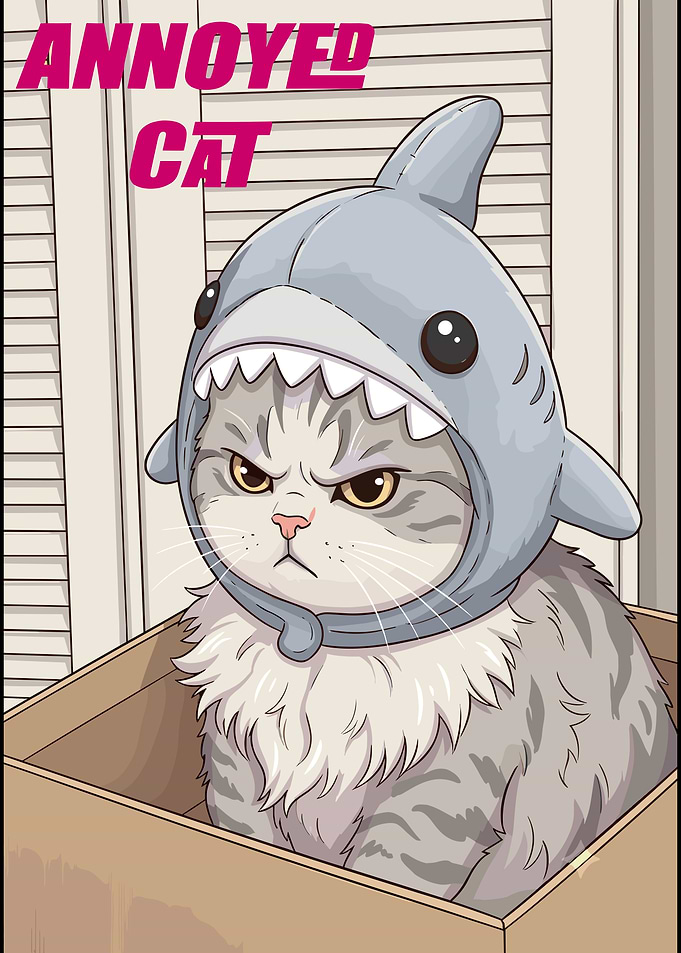 Annoyed Cat in Shark Costume
