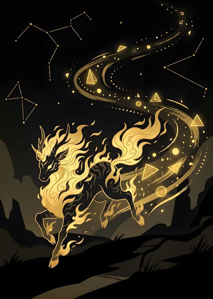 Golden Celestial Fire Unicorn