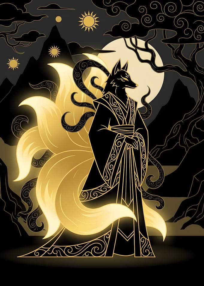 Nine-Tailed Fox Spirit Illustration