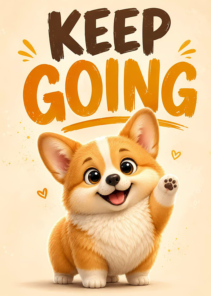 Cute Corgi Keep Going Motivational Poster
