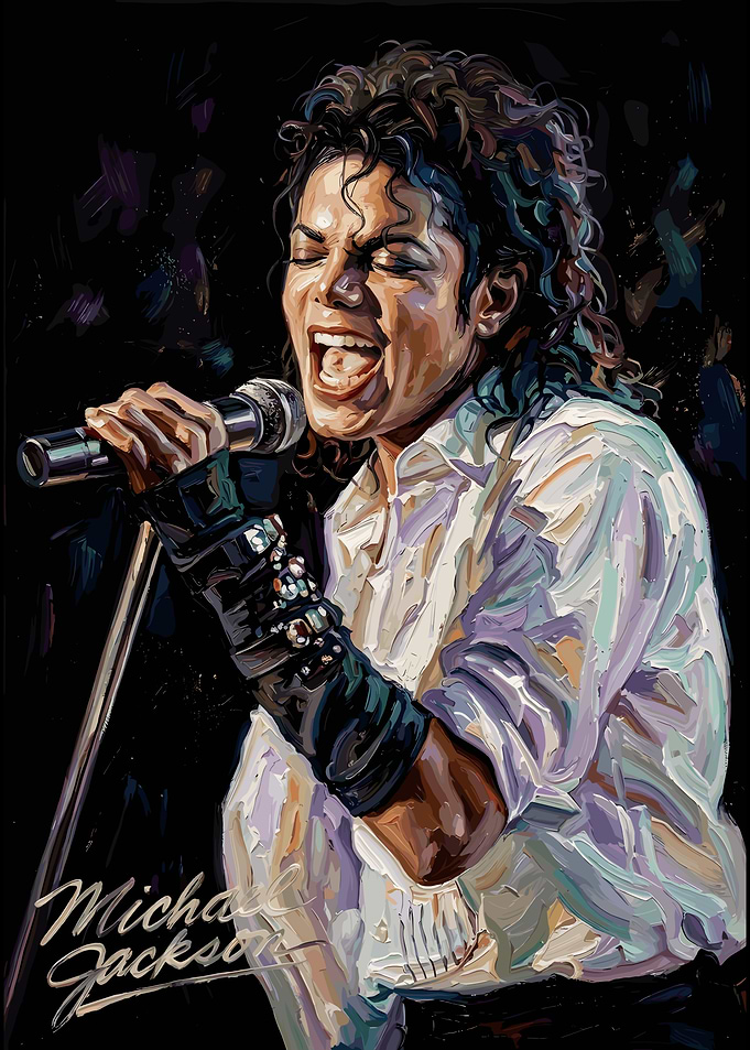 Michael Jackson Singing Oil Painting