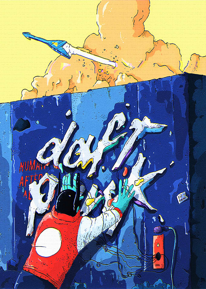 Daft Punk Graffiti Wall Art