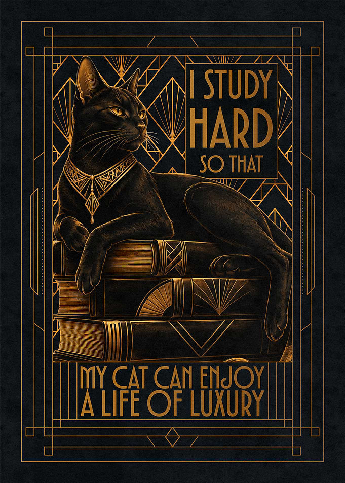 Art Deco Cat Luxury Poster