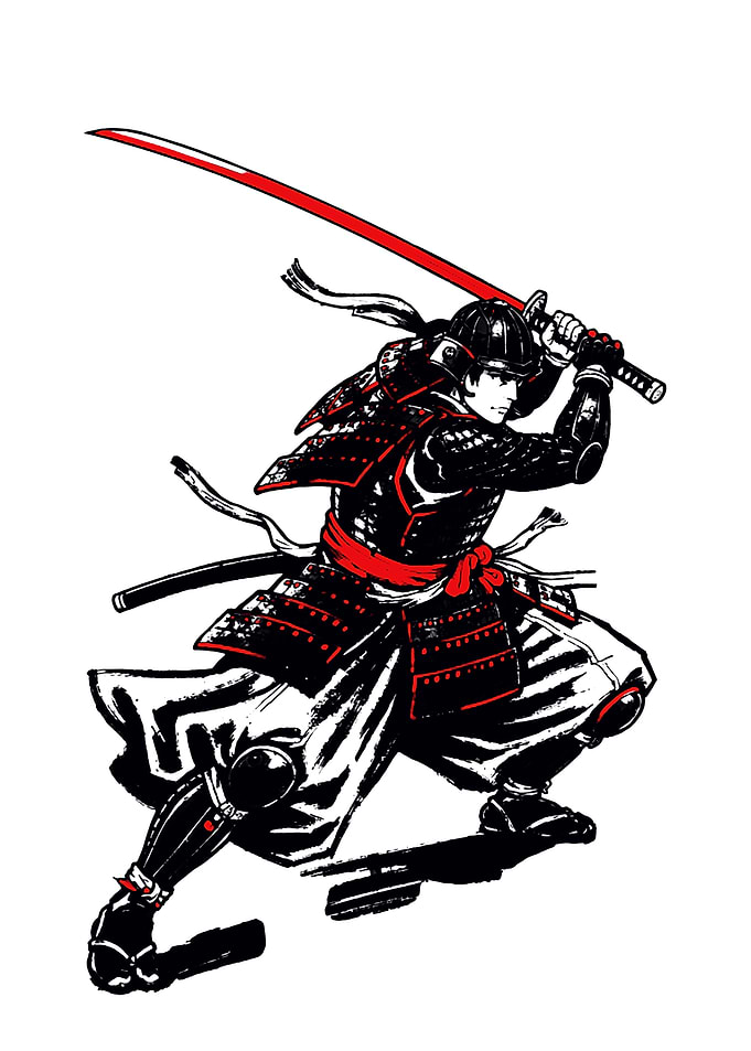 Samurai Warrior with Red Katana