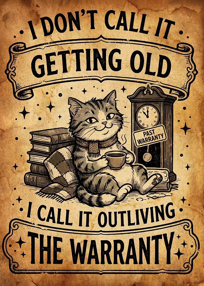Outliving the Warranty Cat Poster