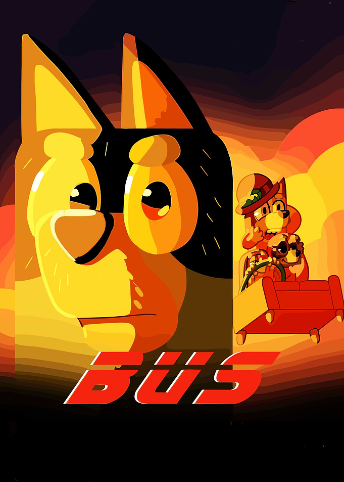 Bluey Bus Movie Poster Style Art
