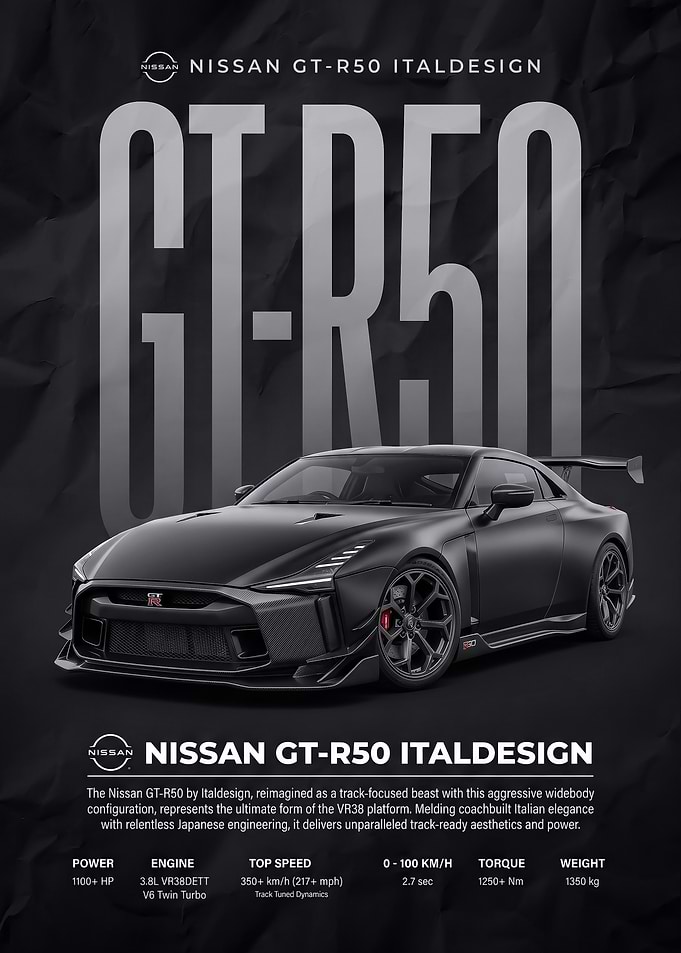 black Nissan GT-R50 car Poster
