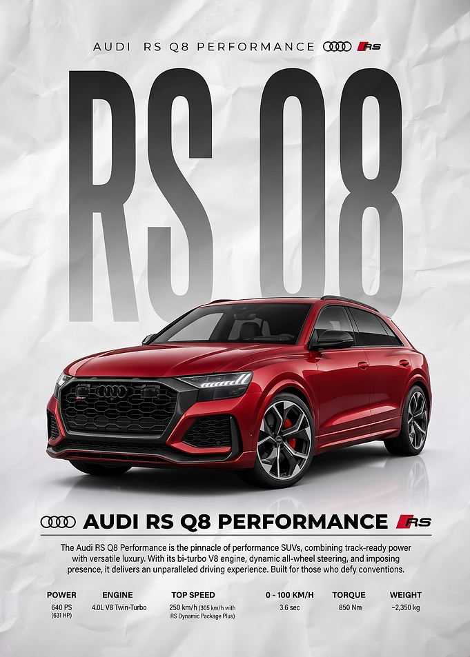 sleek Audi RS Q8 Performance Promotional Poster