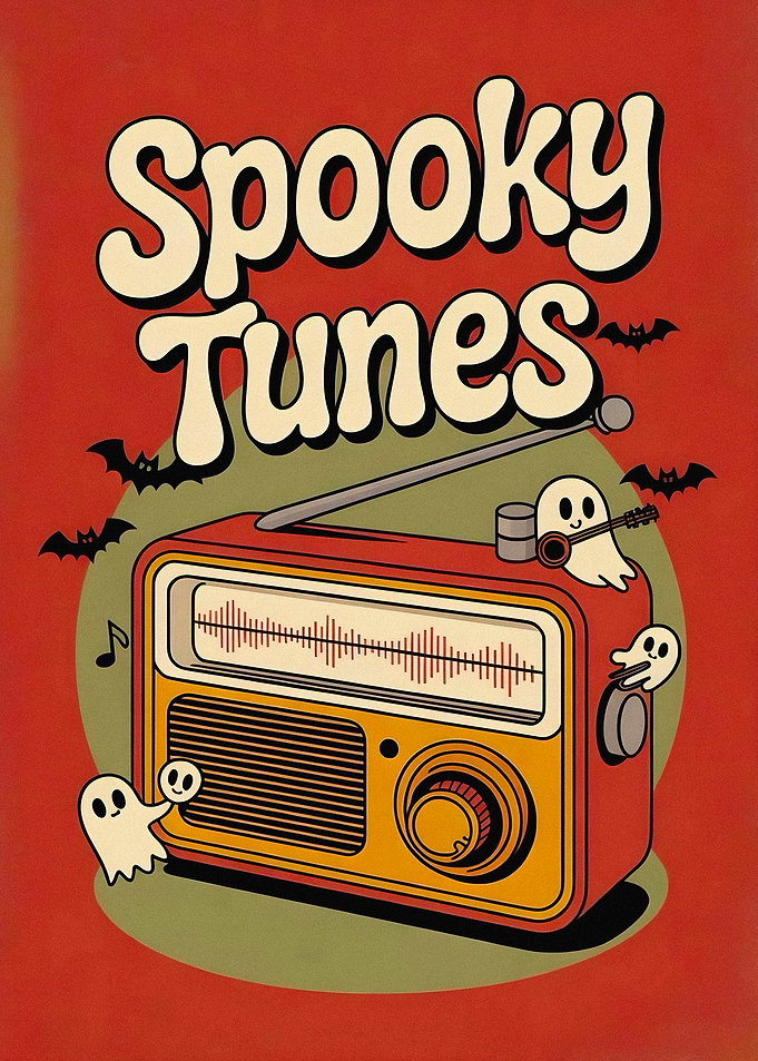 Spooky Tunes Retro Radio Illustration