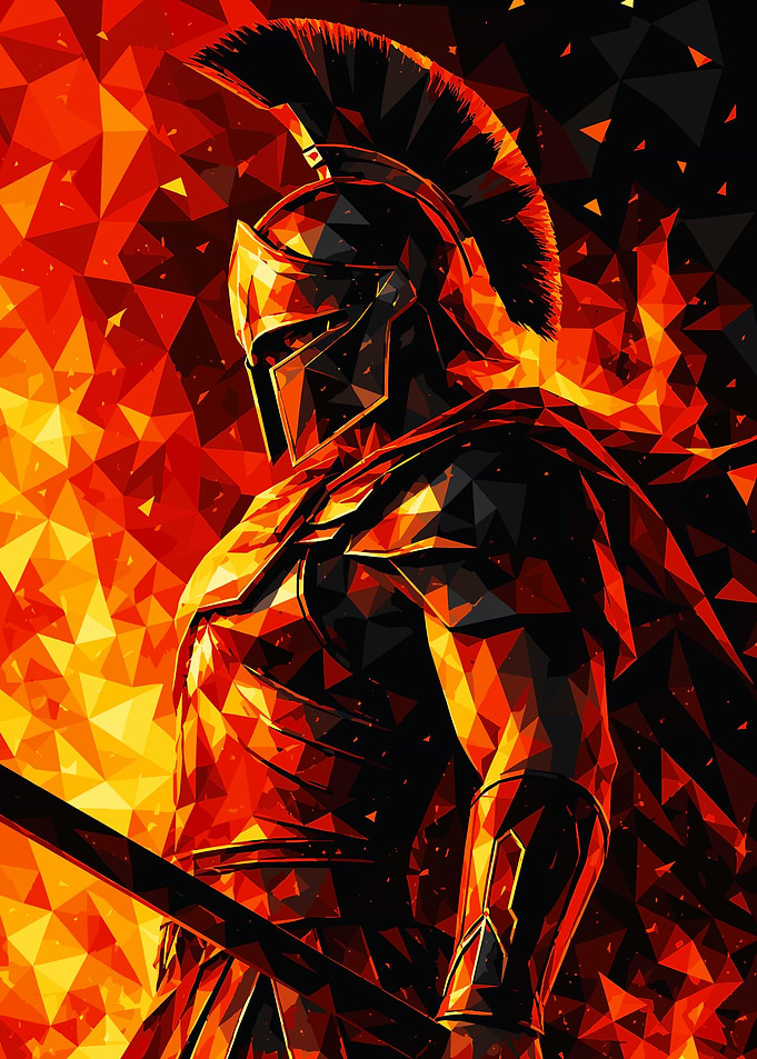 Spartan Warrior Low Poly Art