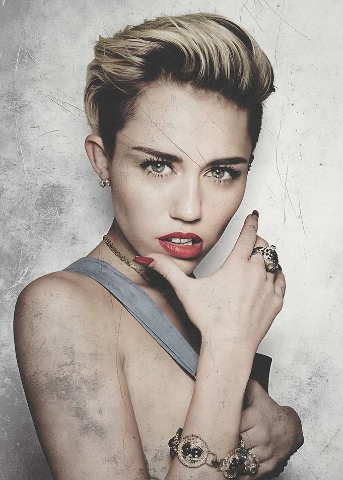 Miley Cyrus Portrait with Textured Background
