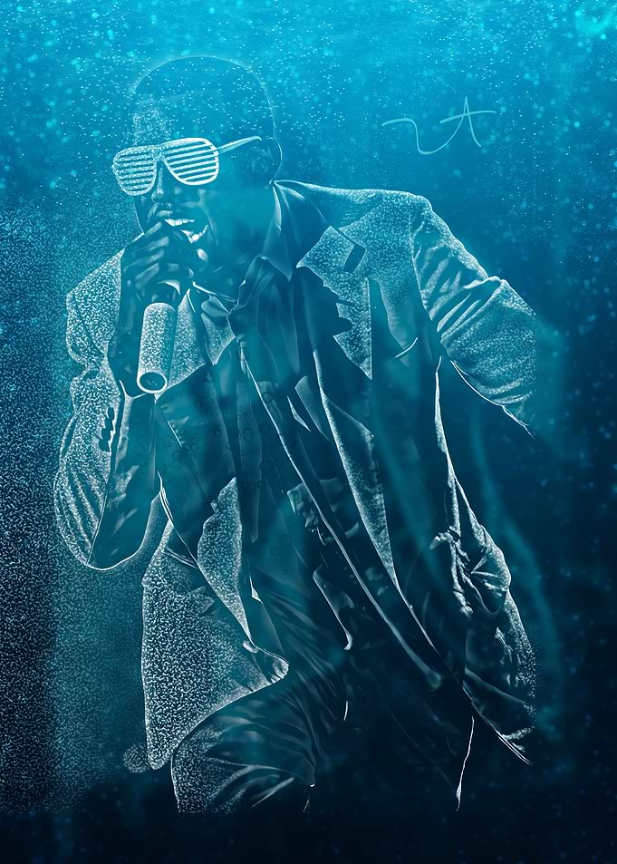 Chicago Legend Deep Blue Neon Poster