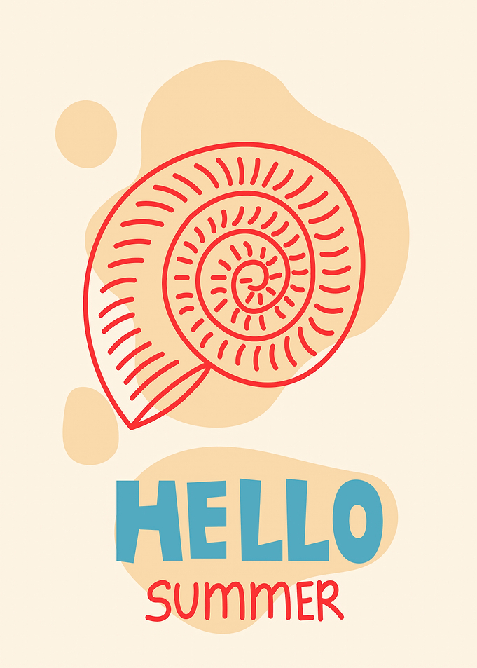 Hello Summer Seashell Minimalist Poster