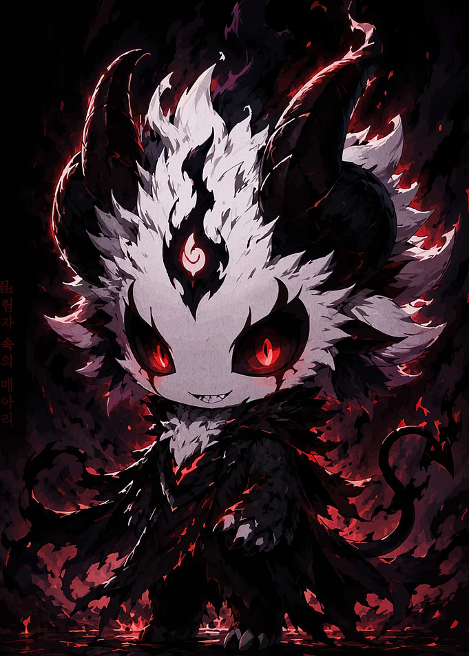 Chibi Demon Character with Red Eyes