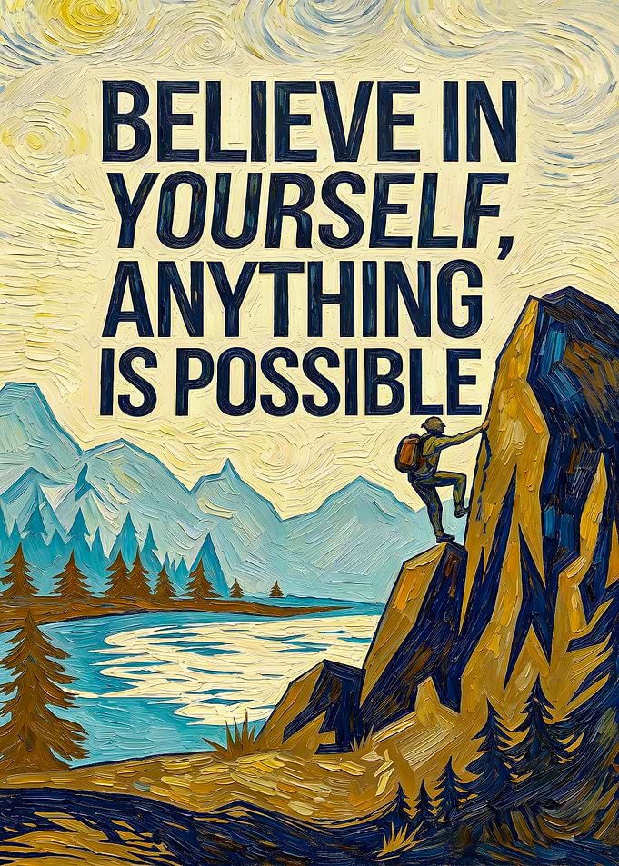 Believe In Yourself Inspirational Mountain Poster
