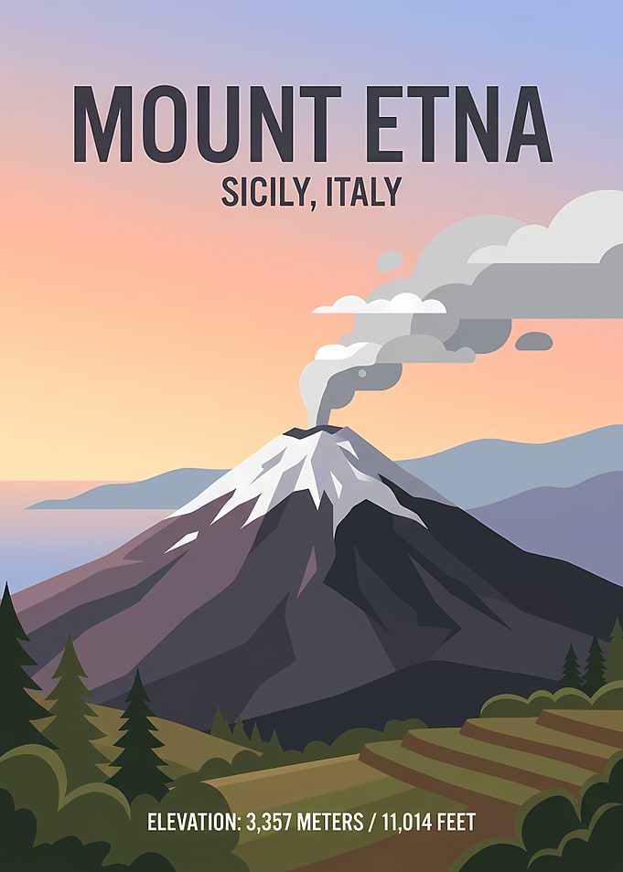 Mount Etna Travel Poster