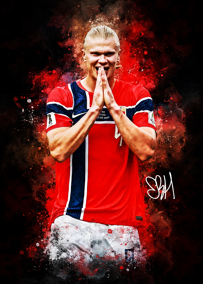Erling Haaland Norway Soccer Poster