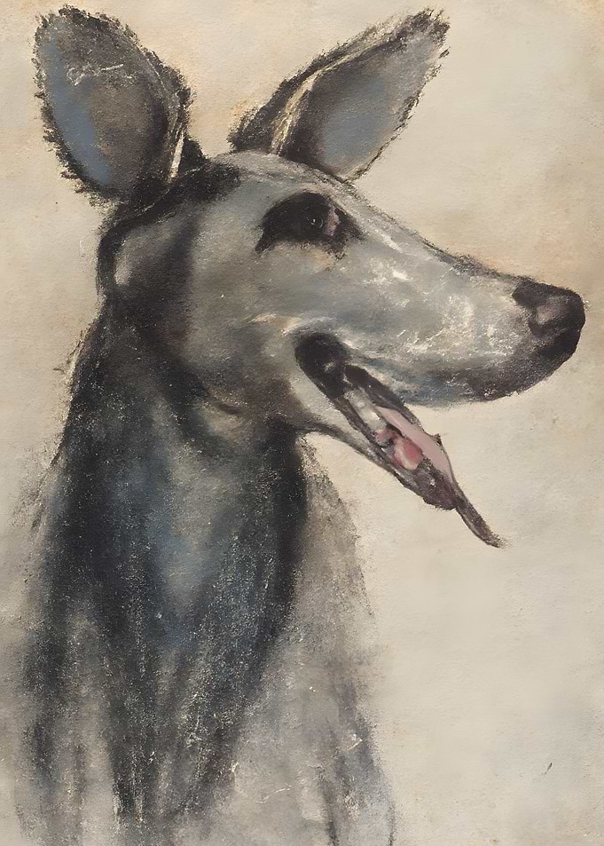 Charcoal Drawing of a Greyhound