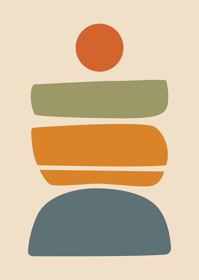 Minimalist Abstract Stacked Shapes Art
