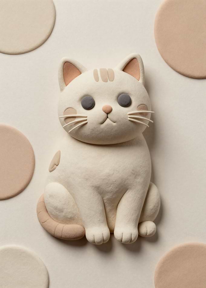 Cute Clay Style Cat Illustration