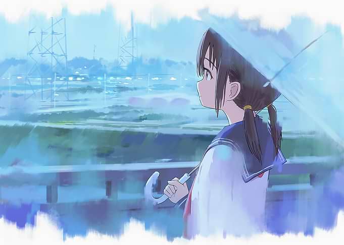 Anime Girl Standing in the Rain