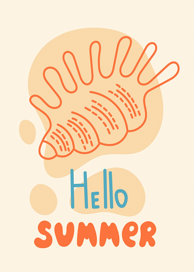 Hello Summer Seashell Illustration