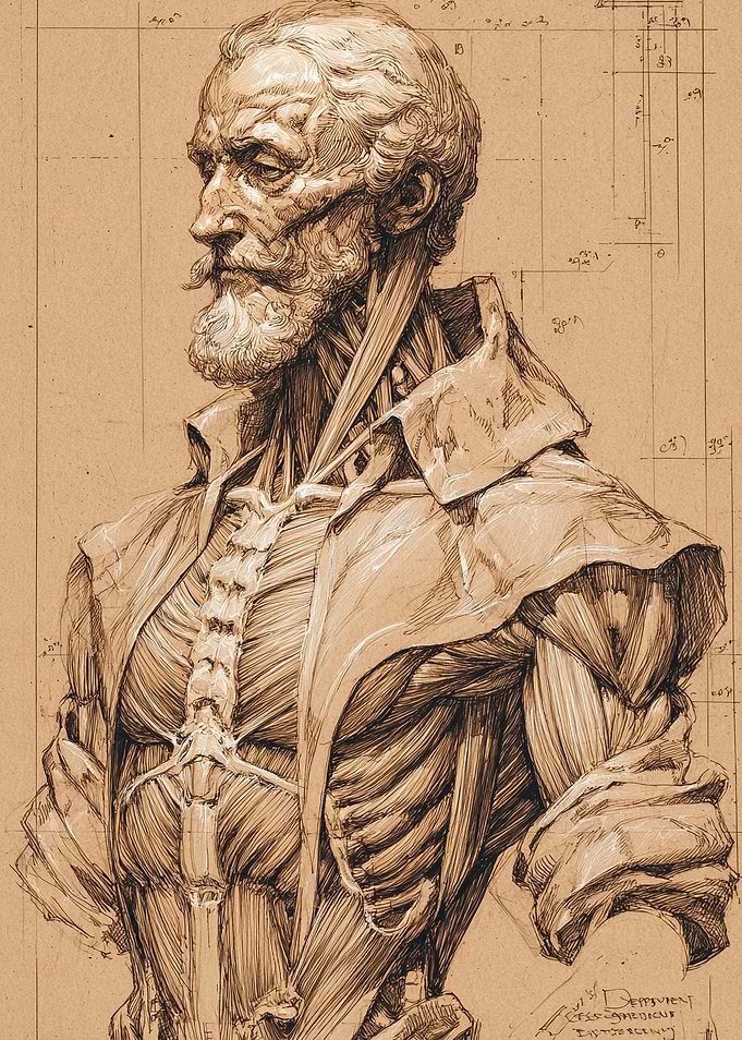 Anatomical Sketch of an Elderly Man