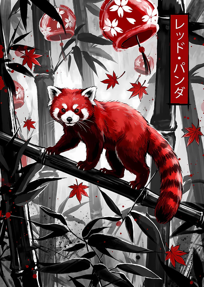 Red Panda in Bamboo Forest