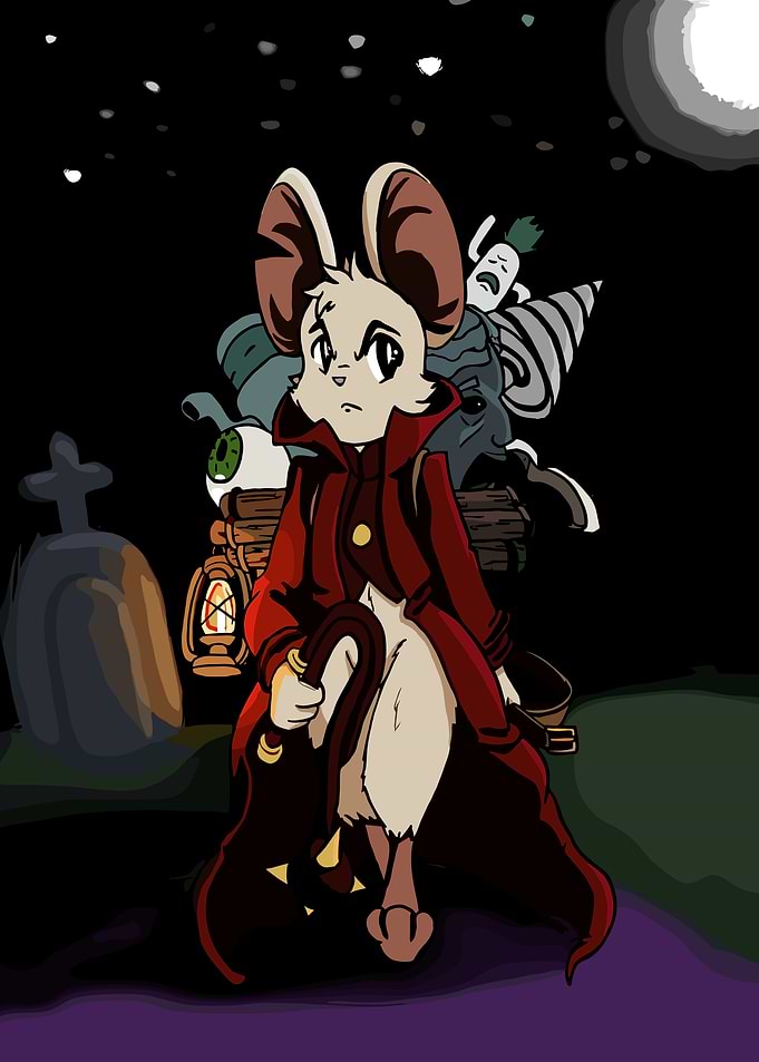 Mouse Adventurer in a Graveyard
