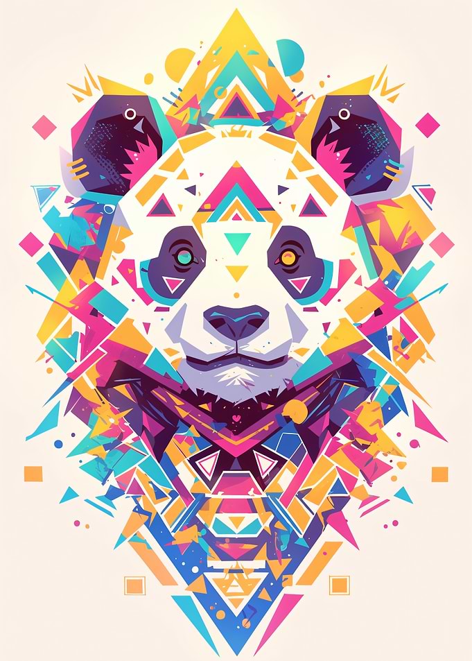 Geometric Abstract Panda Portrait