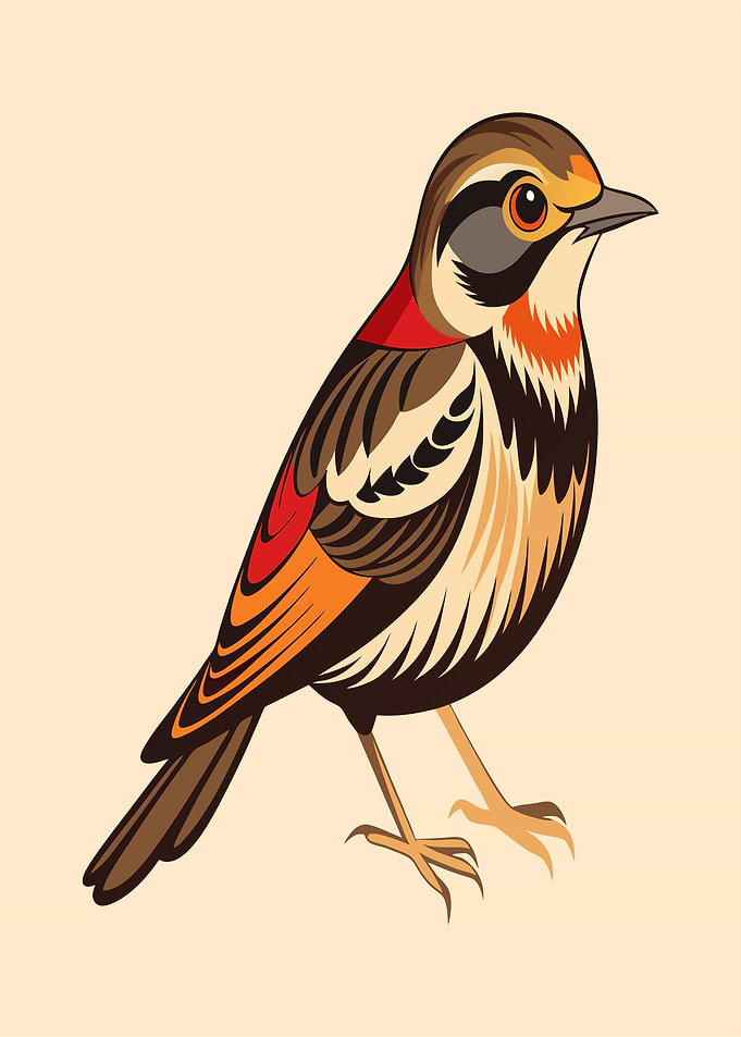 Stylized Illustration of a Small Bird