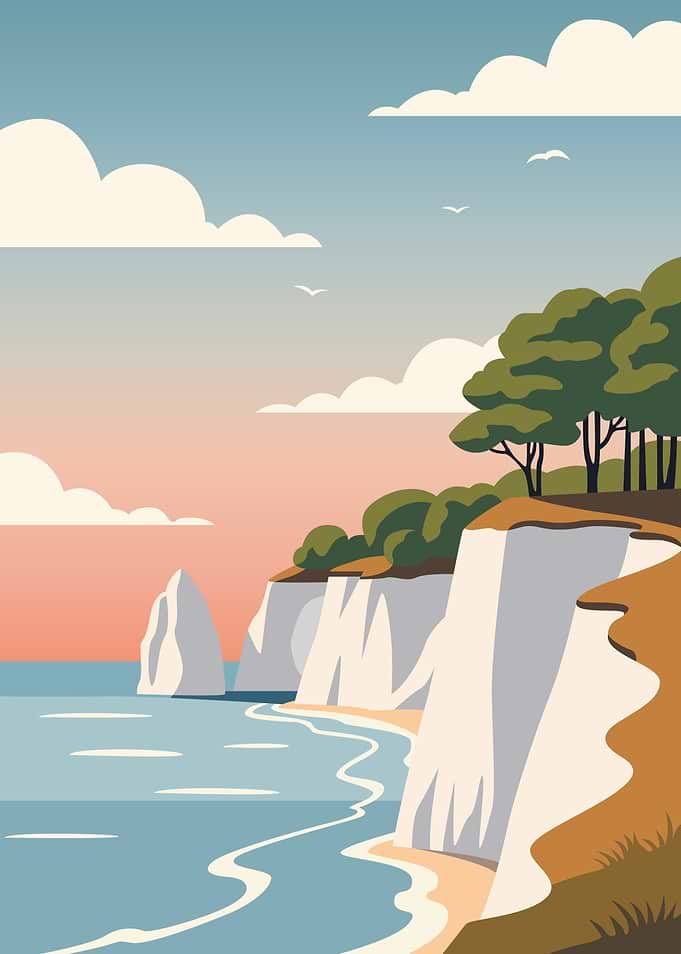 Minimalist Coastal White Cliffs Landscape