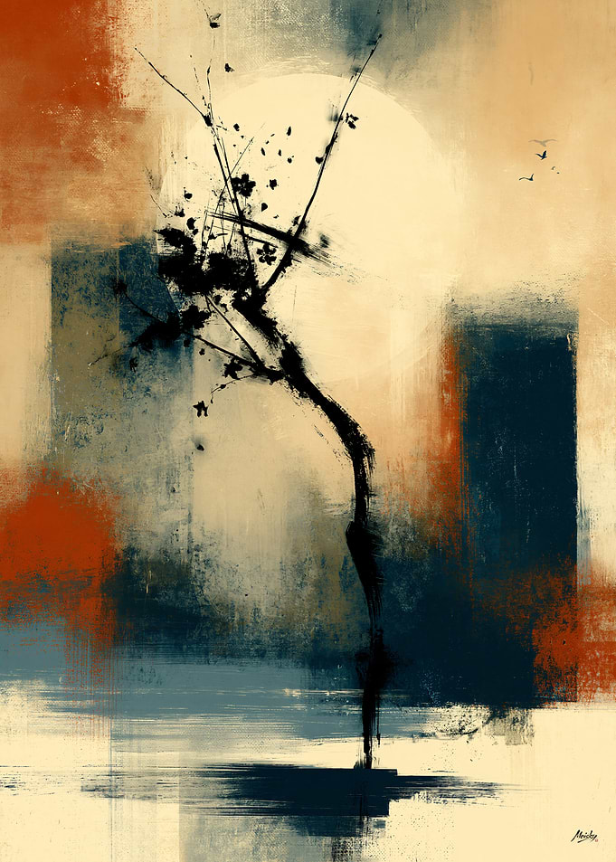Sumi Essence No. 09 – Moon Sakura Gesture Wall Art