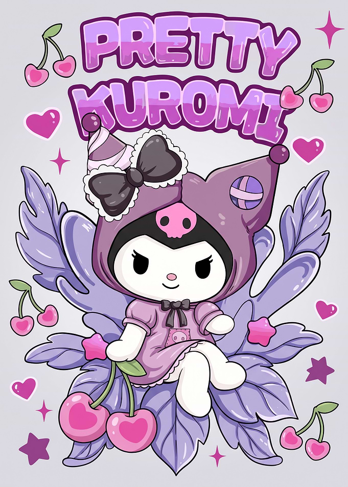Pretty Kuromi Sanrio Character Illustration