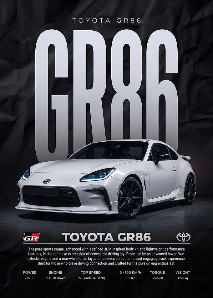 sleek Toyota GR86 Sports Coupe car Poster