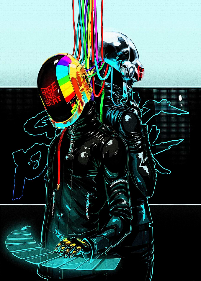 Daft Punk Electronic Music Duo Illustration