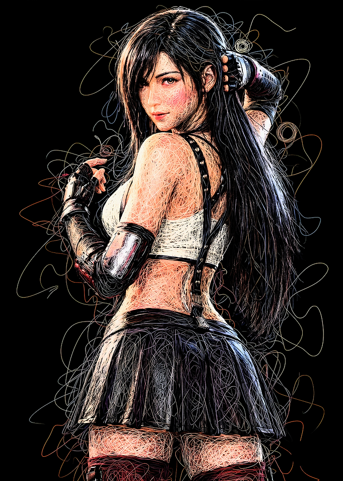 Tifa Lockhart Scribble Art Portrait