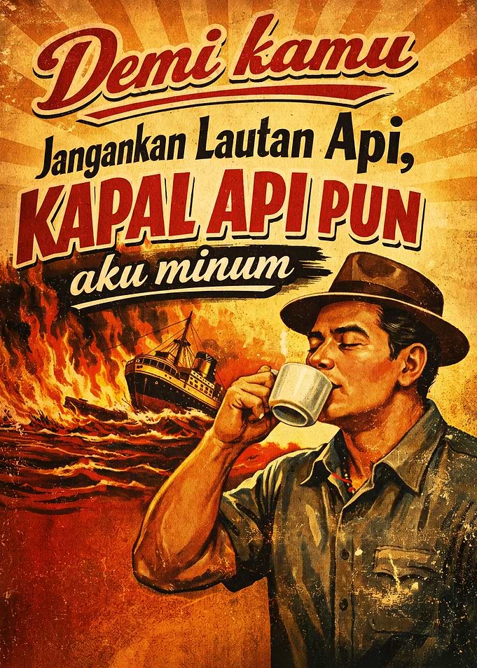 Vintage Kapal Api Coffee Poster