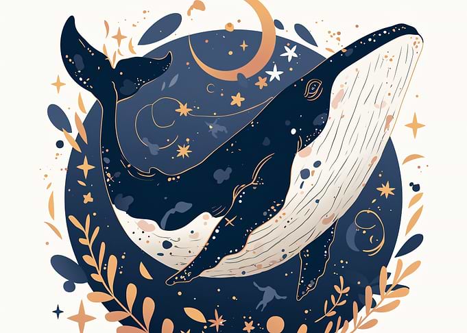 Celestial Whale Cosmic Illustration