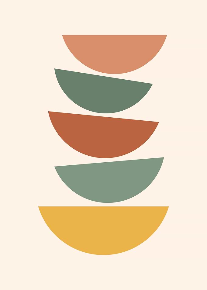 Minimalist Abstract Stacked Semicircles
