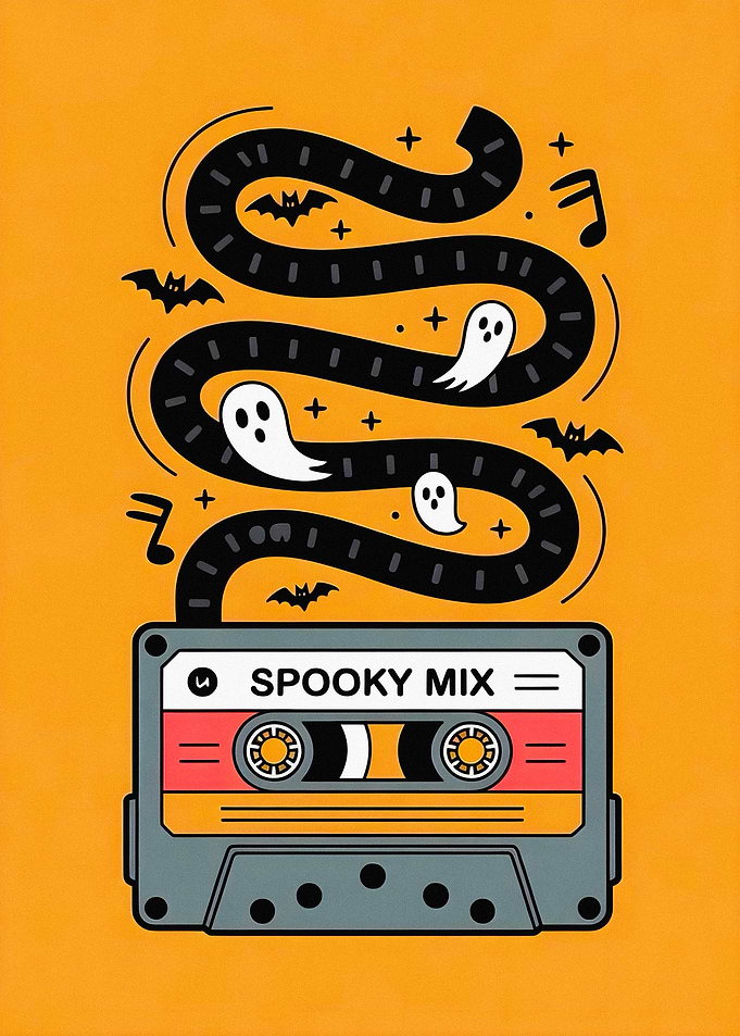 Spooky Mix Halloween Cassette Tape Illustration