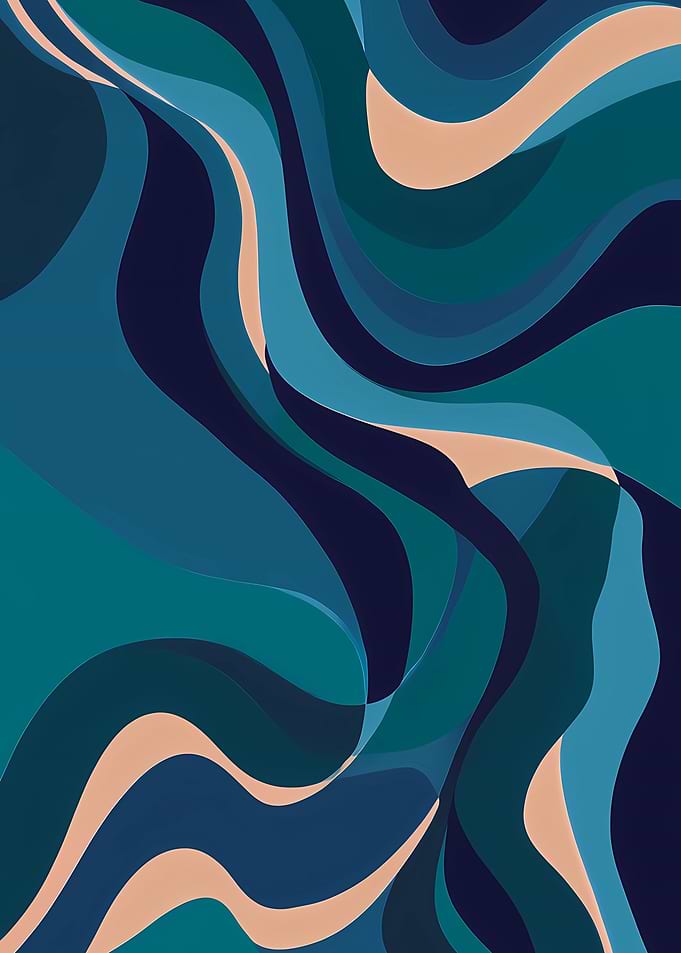 Abstract Blue and Peach Wavy Pattern