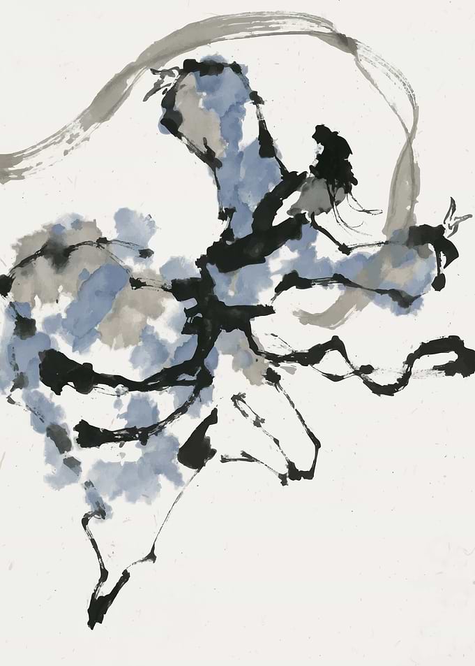 Abstract Ink Wash Calligraphy Art