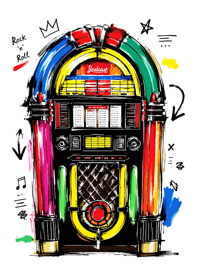 Colorful Retro Jukebox Illustration