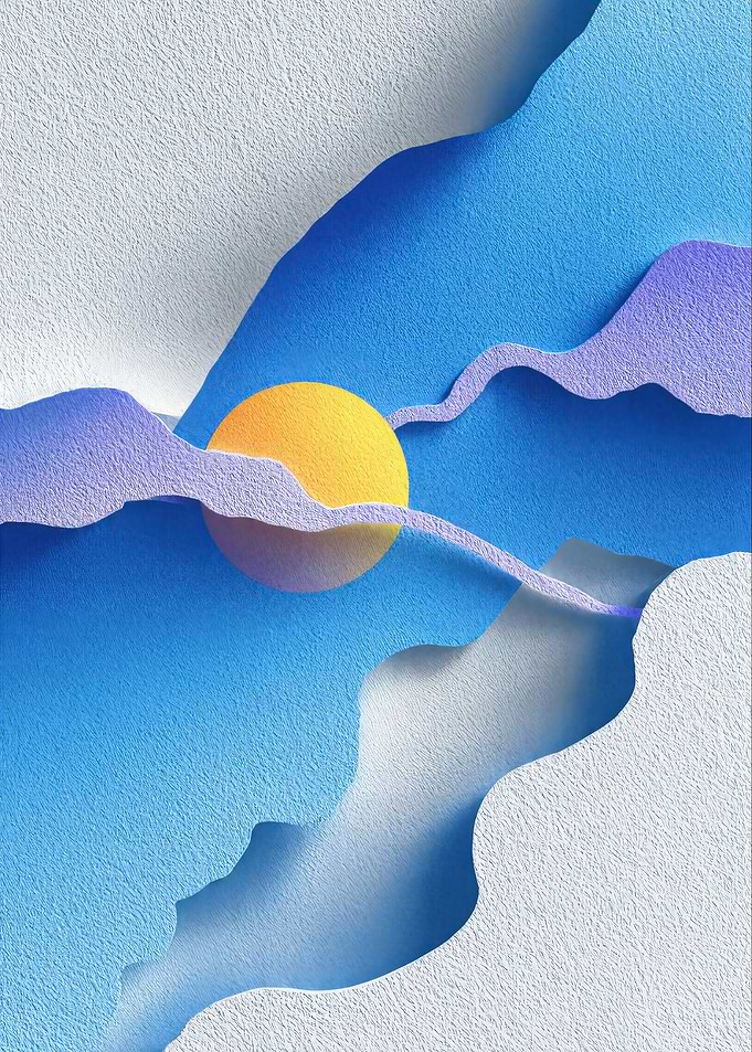 Abstract Paper Cutout Landscape