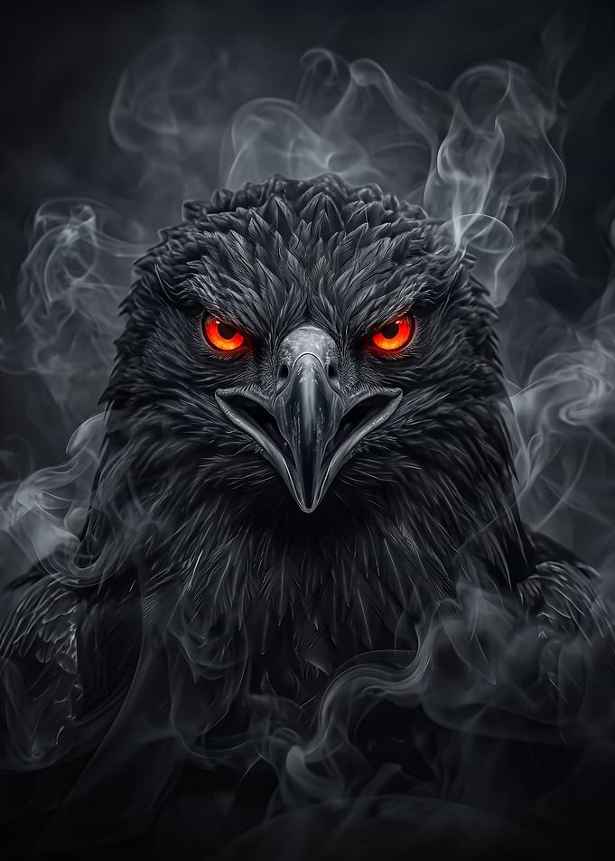 Dark Eagle with Glowing Red Eyes poster